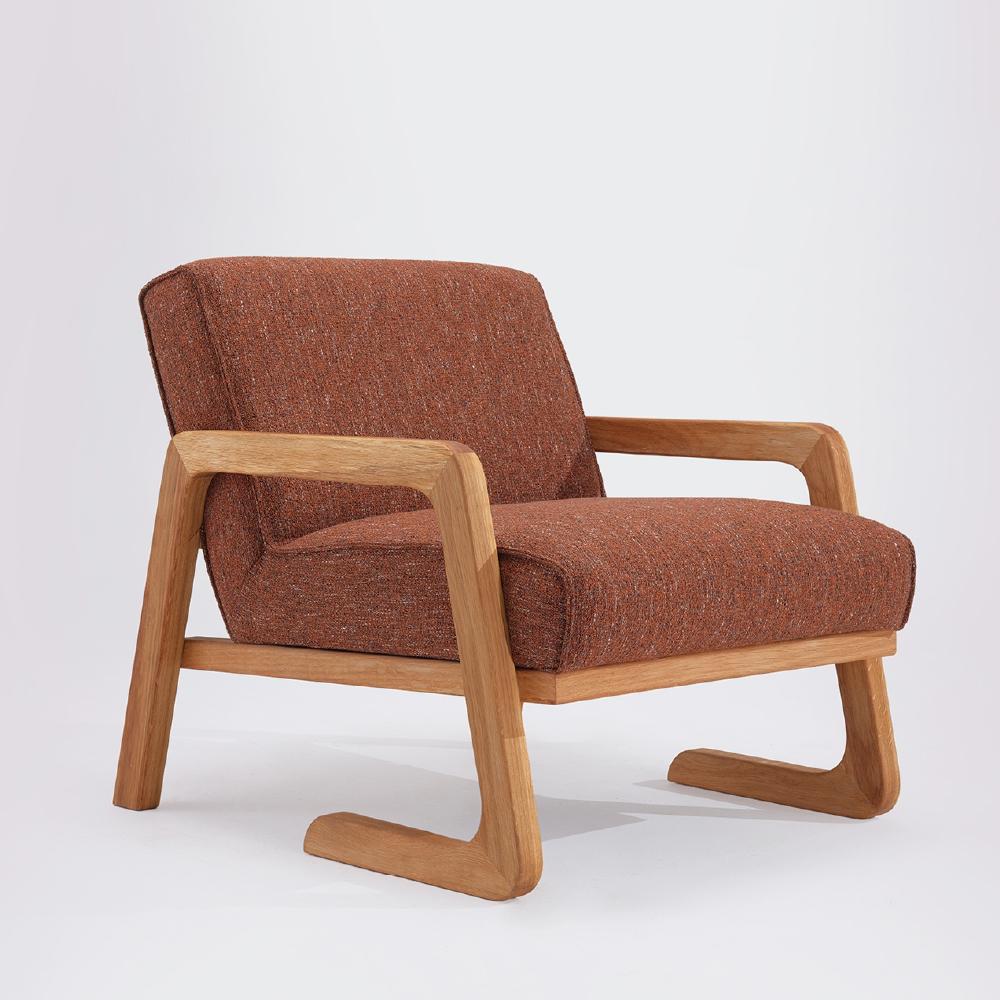 Nordi Armchair Orange, Solid Oak Wood, Hand-Crafted In New Condition For Sale In Ankara, TR
