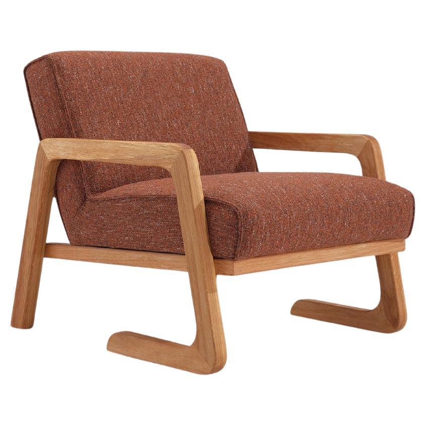 Nordi Armchair Orange, Solid Oak Wood, Hand-Crafted