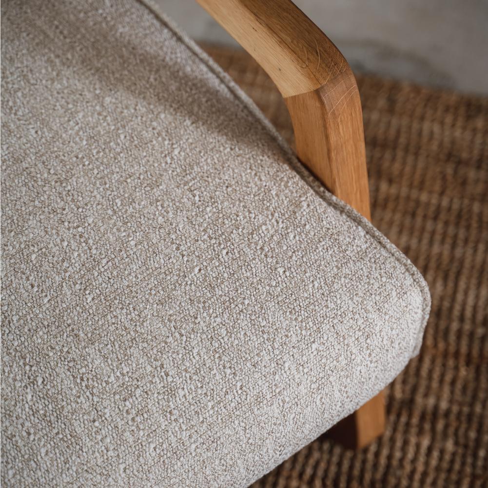 Hand-Carved Nordi Armchair Stone, Solid Oak Wood, Hand-Crafted For Sale