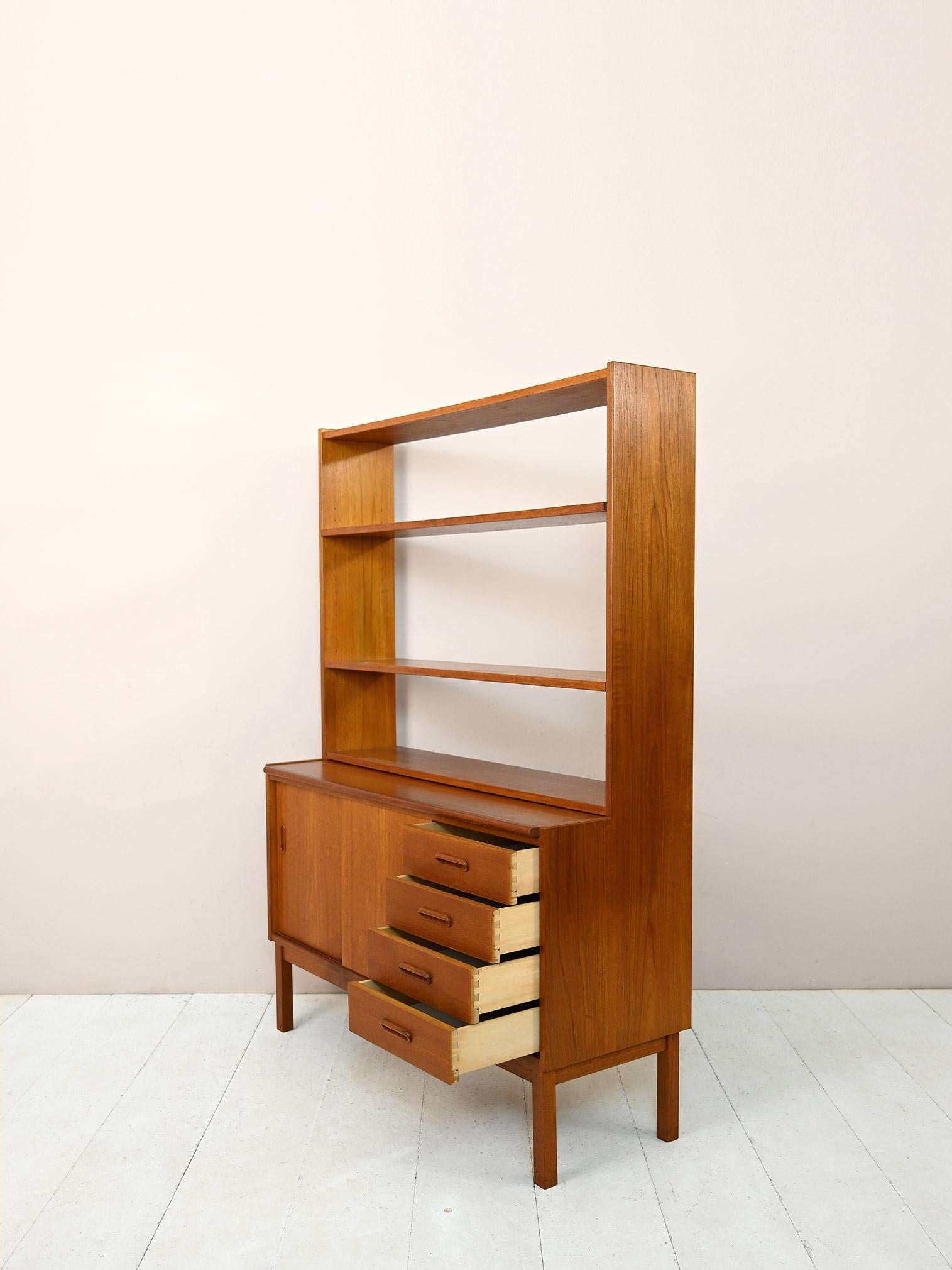 Teak Nordic Bookcase Sideboard For Sale