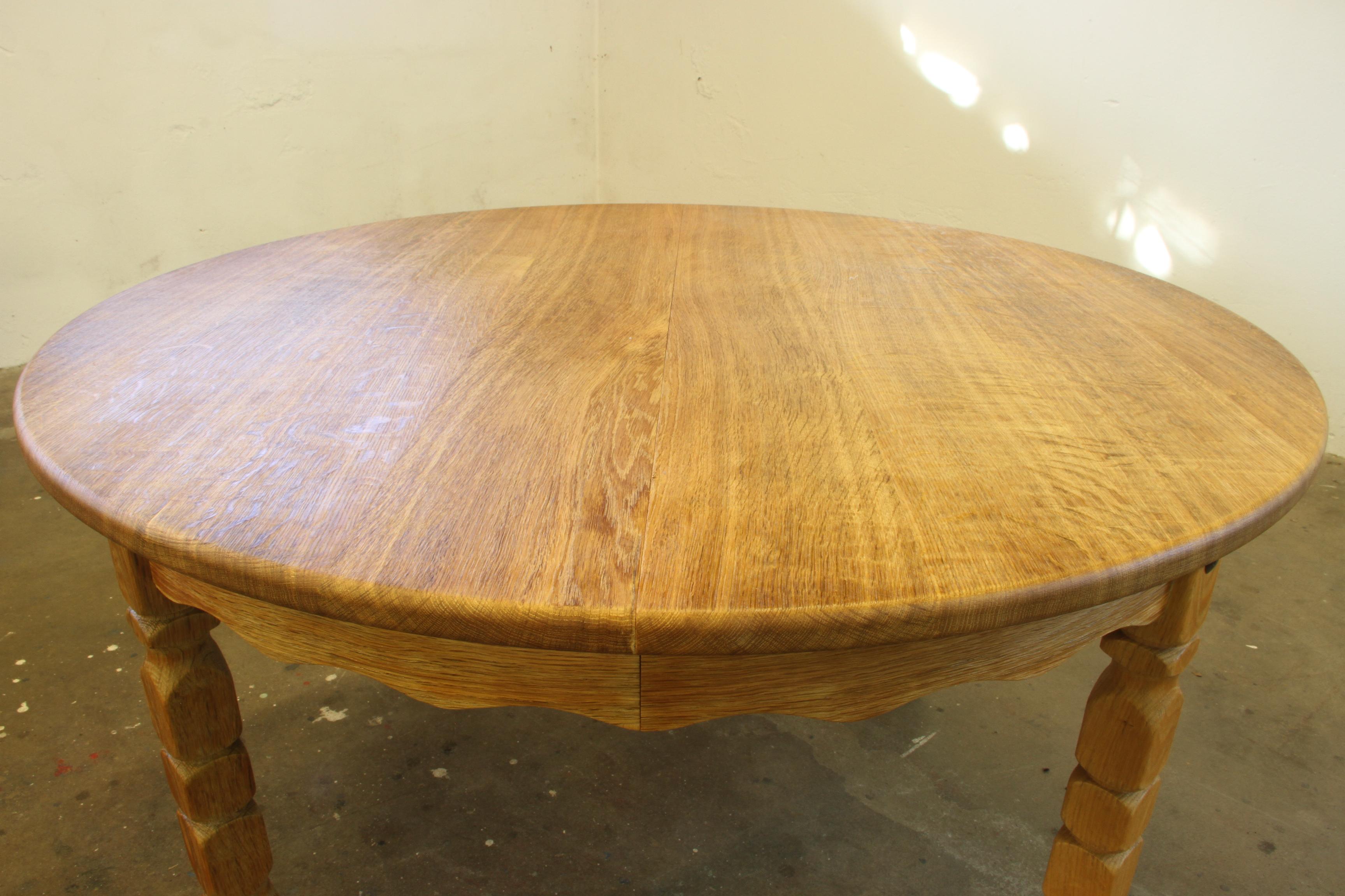 Nordic Brutalist Dining Table in Oak style of Henning Kjærnulf, 1960s For Sale 10