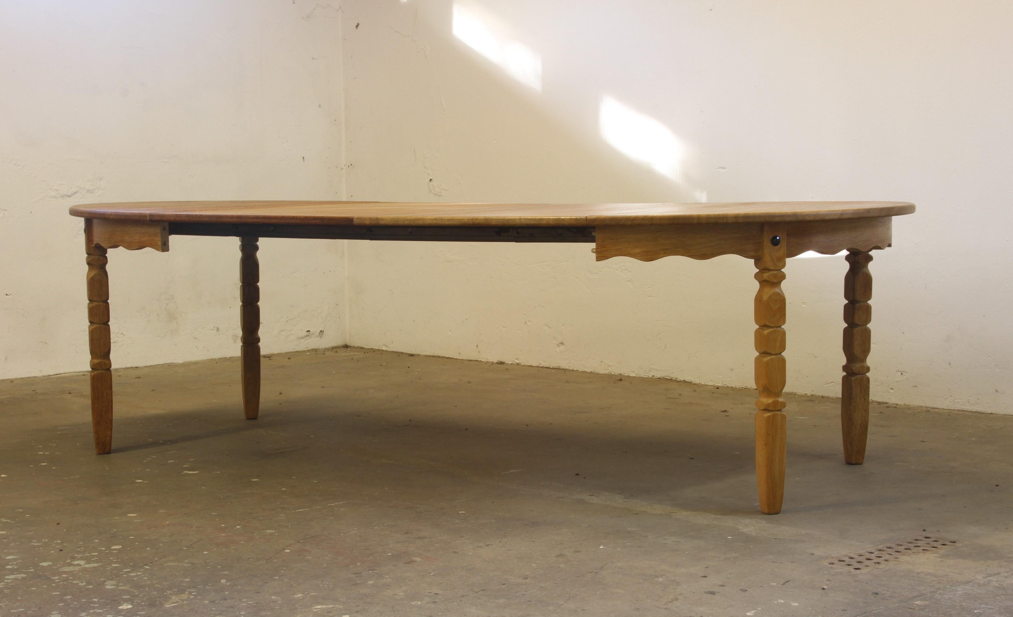 Mid-20th Century Nordic Brutalist Dining Table in Oak style of Henning Kjærnulf, 1960s For Sale