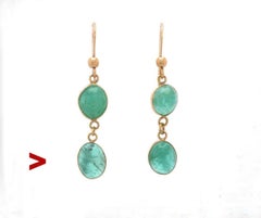 Boucles d'oreilles pendantes nordiques 9.5 ctw Emeraude massif or 18K /3.4gr