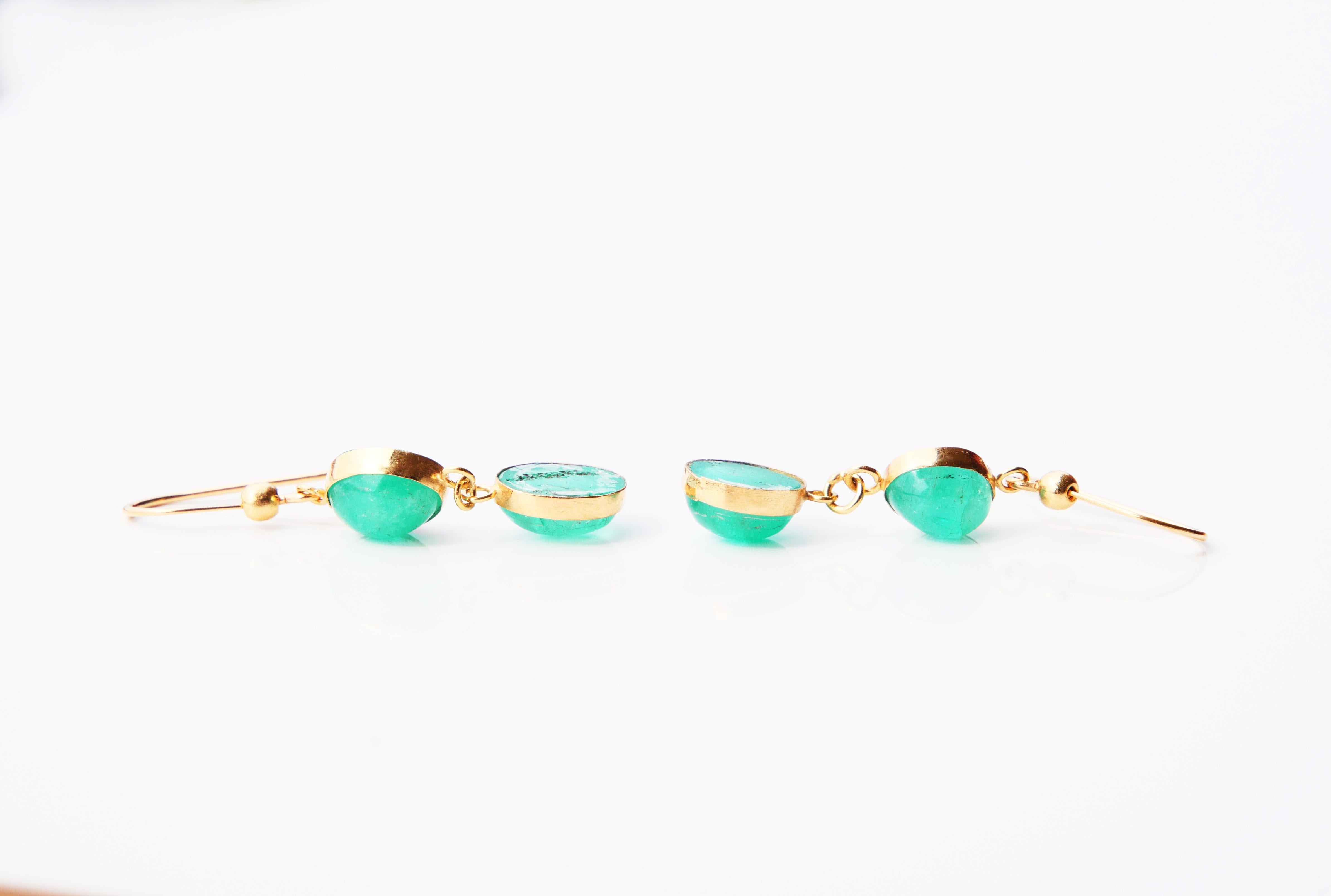 Nordic Dangle Earrings 9.5 ctw Emerald solid 18K Gold /3.4gr For Sale 3