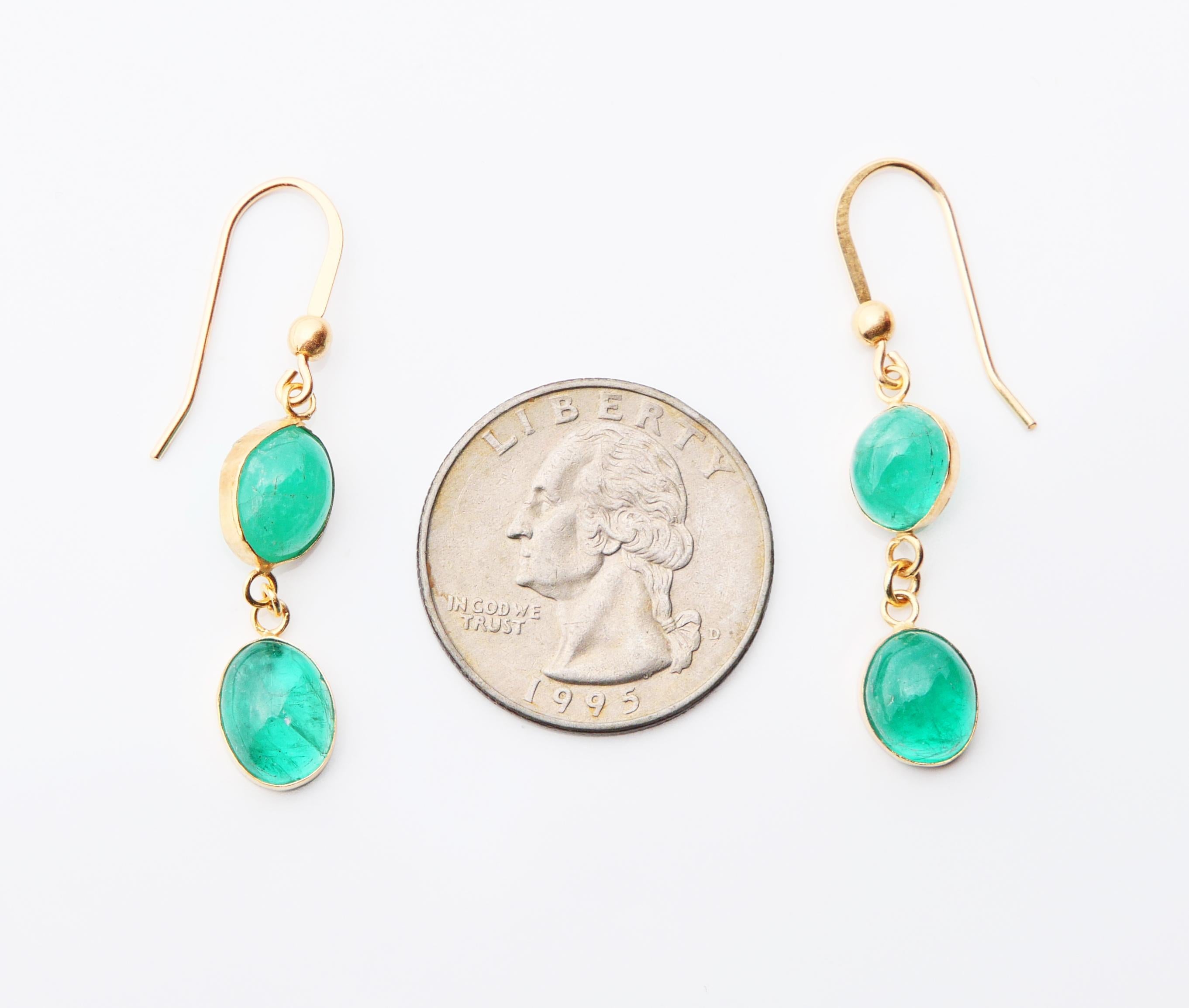 Nordic Dangle Earrings 9.5 ctw Emerald solid 18K Gold /3.4gr For Sale 4