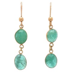 Nordic Dangle Earrings 9.5 ctw Emerald solid 18K Gold /3.4gr