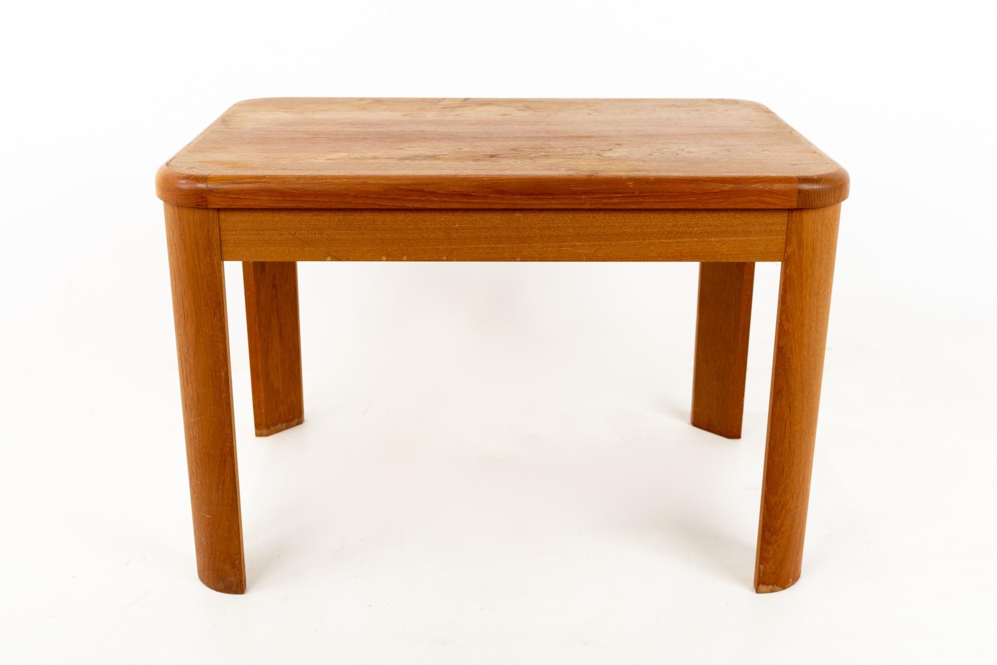 Nordic Furniture mid century teak end table.

This table is 29.75 wide x 20 deep x 20 inches high.

All pieces of furniture can be had in what we call restored vintage condition. That means the piece is restored upon purchase so it’s free of