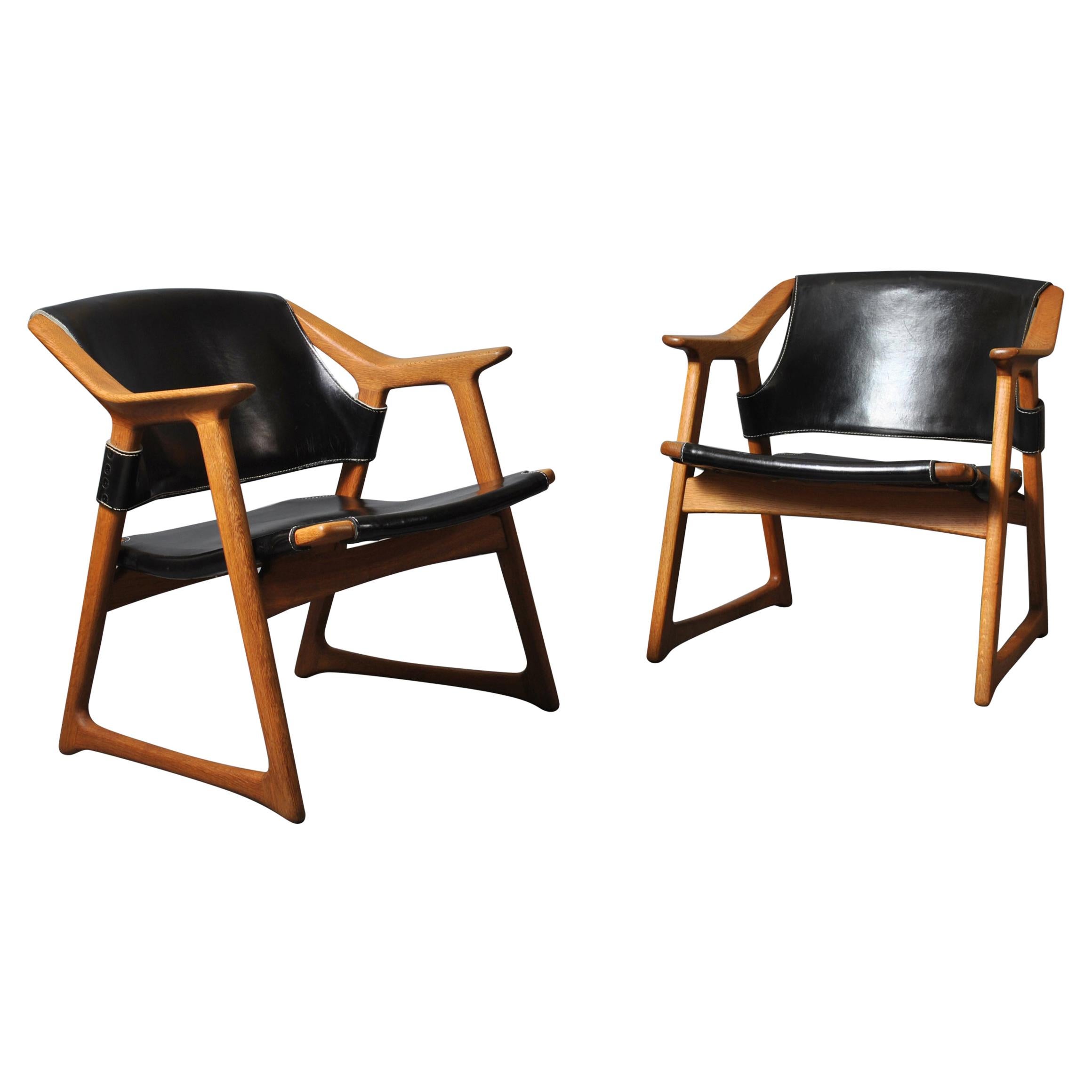 Rolf Hesland, Pair of Oak Fox Chairs