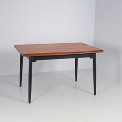 Nordic Modern Ilmari Tapiovaara Fanett Teak & Black Dining Table, Asko, 1950s