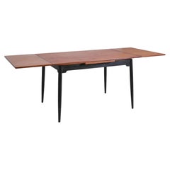 Table de salle à manger moderne nordique Ilmari Tapiovaara Fanett en teck et noir, Asko, années 1950