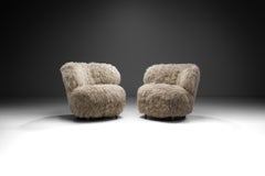 Nordic Modern Lounge Chairs in Mongolian Shearling, Finland Ca 1950s