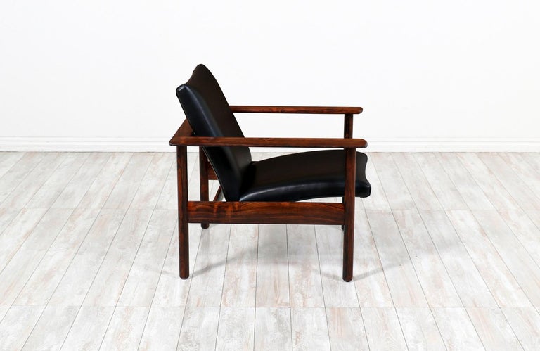Other Nordic Modern Sculpted Rosewood Reclining Lounge Chair For Sale