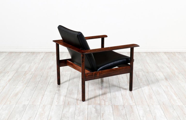 Norwegian Nordic Modern Sculpted Rosewood Reclining Lounge Chair For Sale