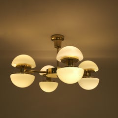 Lustre nordique moderne Bau, laiton et verre, Klaus Michalik, Orno 1980