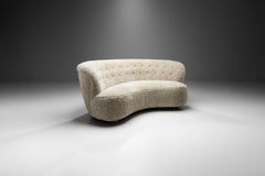 Nordic Modern Sofa in Sheepskin, Scandinavia Mid-20th Century