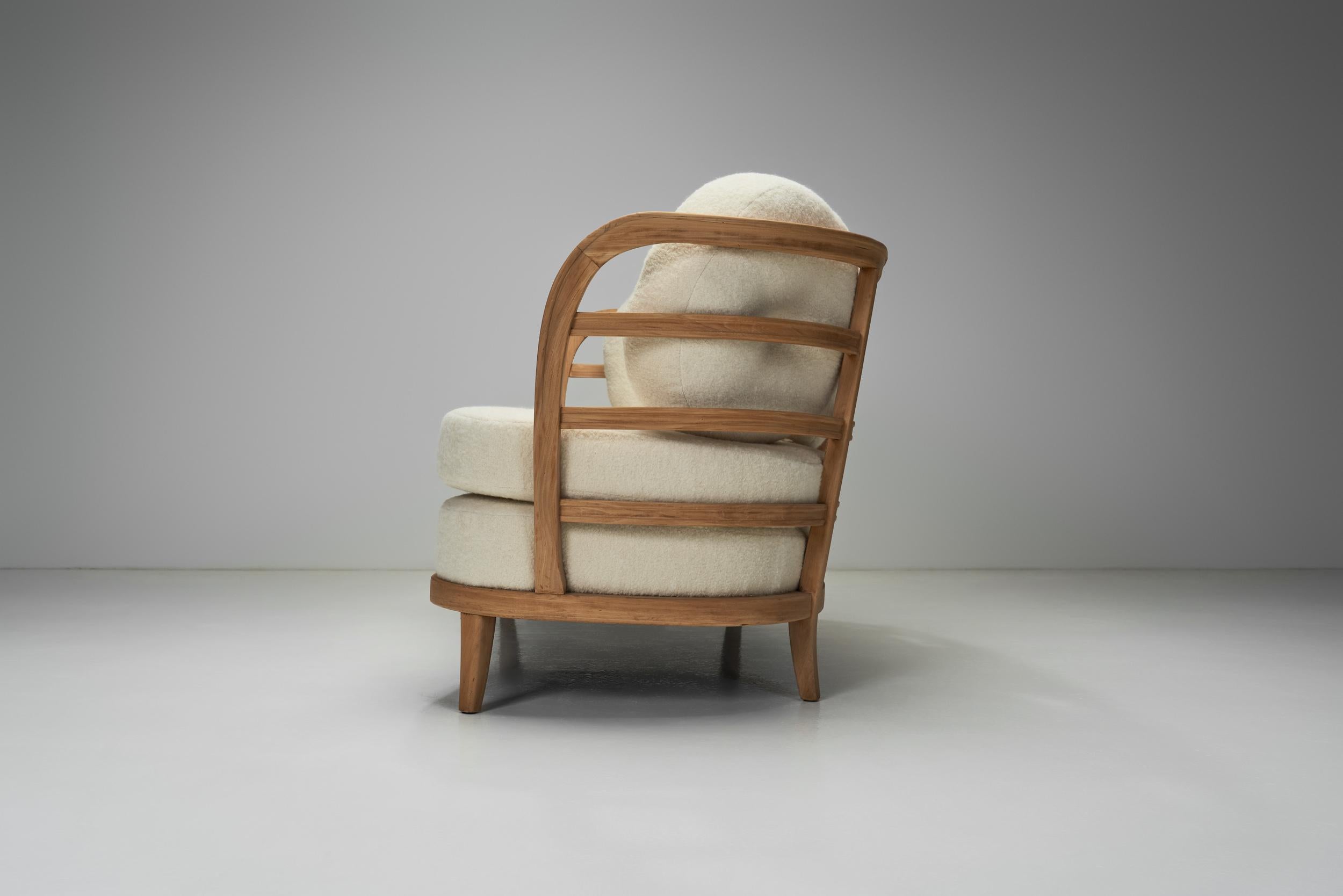 Nordisch-modernes zweisitziges Sofa von Oy Boman Ab, Finnland 1940er Jahre (Stoff) im Angebot
