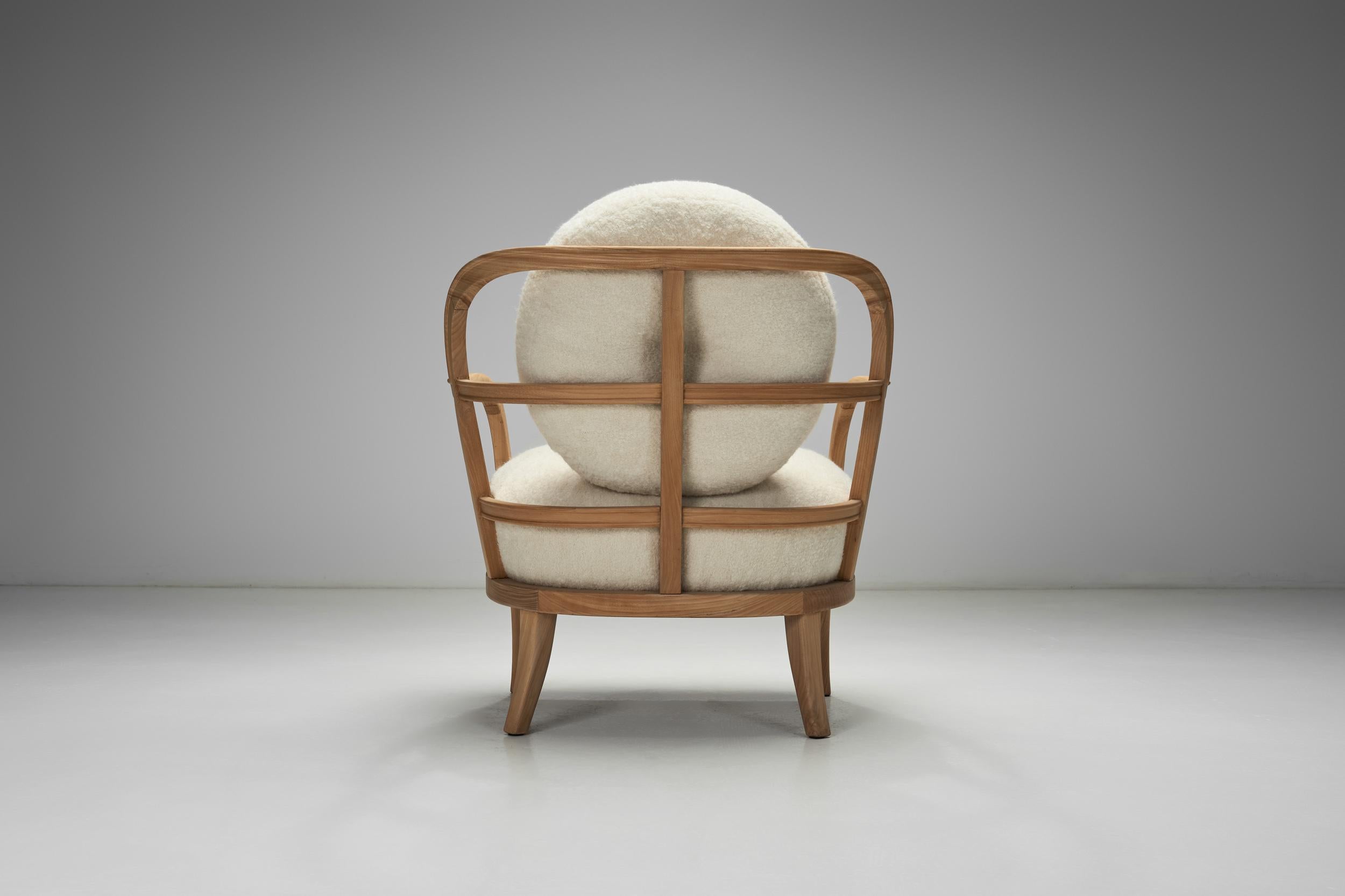 Mid-20th Century Nordic Modern Upholstered Armchair by Oy Boman Ab, Finland 1940s For Sale