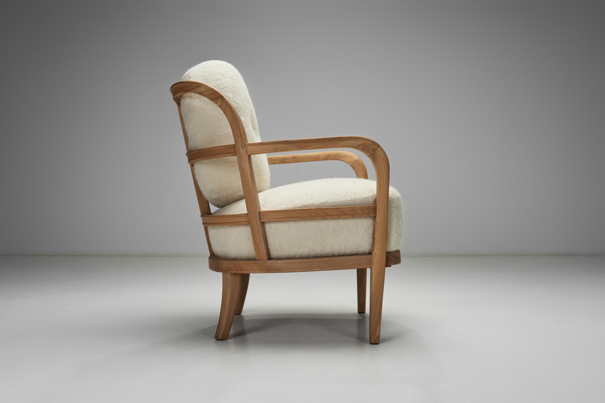 Fabric Nordic Modern Upholstered Armchair by Oy Boman Ab, Finland 1940s For Sale