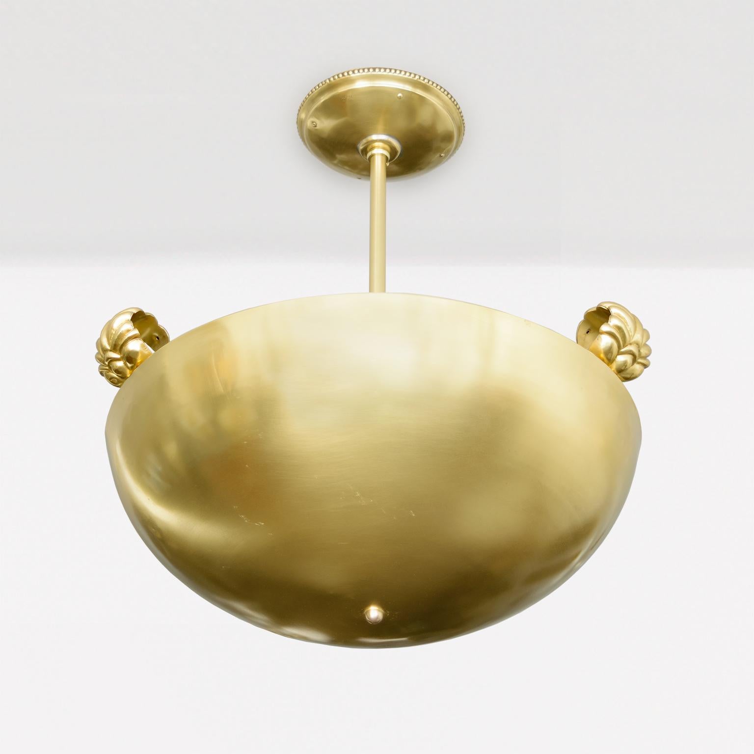 Scandinavian Modern Nordic Modernist polished brass pendant by 