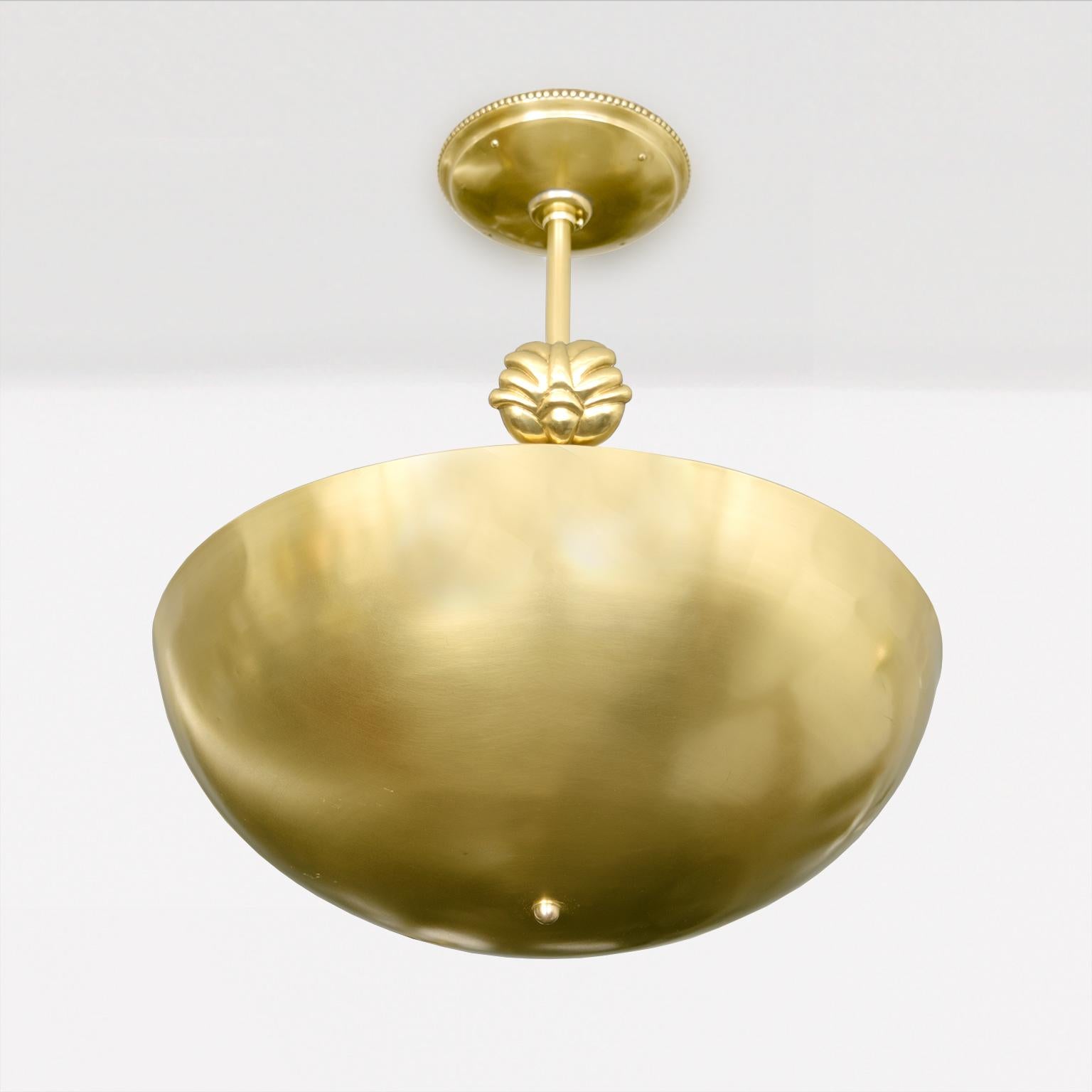 Scandinavian Nordic Modernist polished brass pendant by 