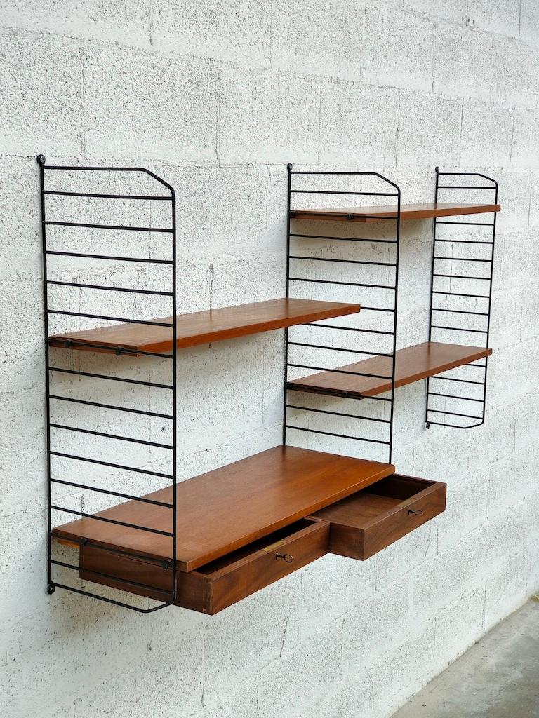 Nordic Scandinavian Style Stripes Bookcase from the 1960s For Sale 1