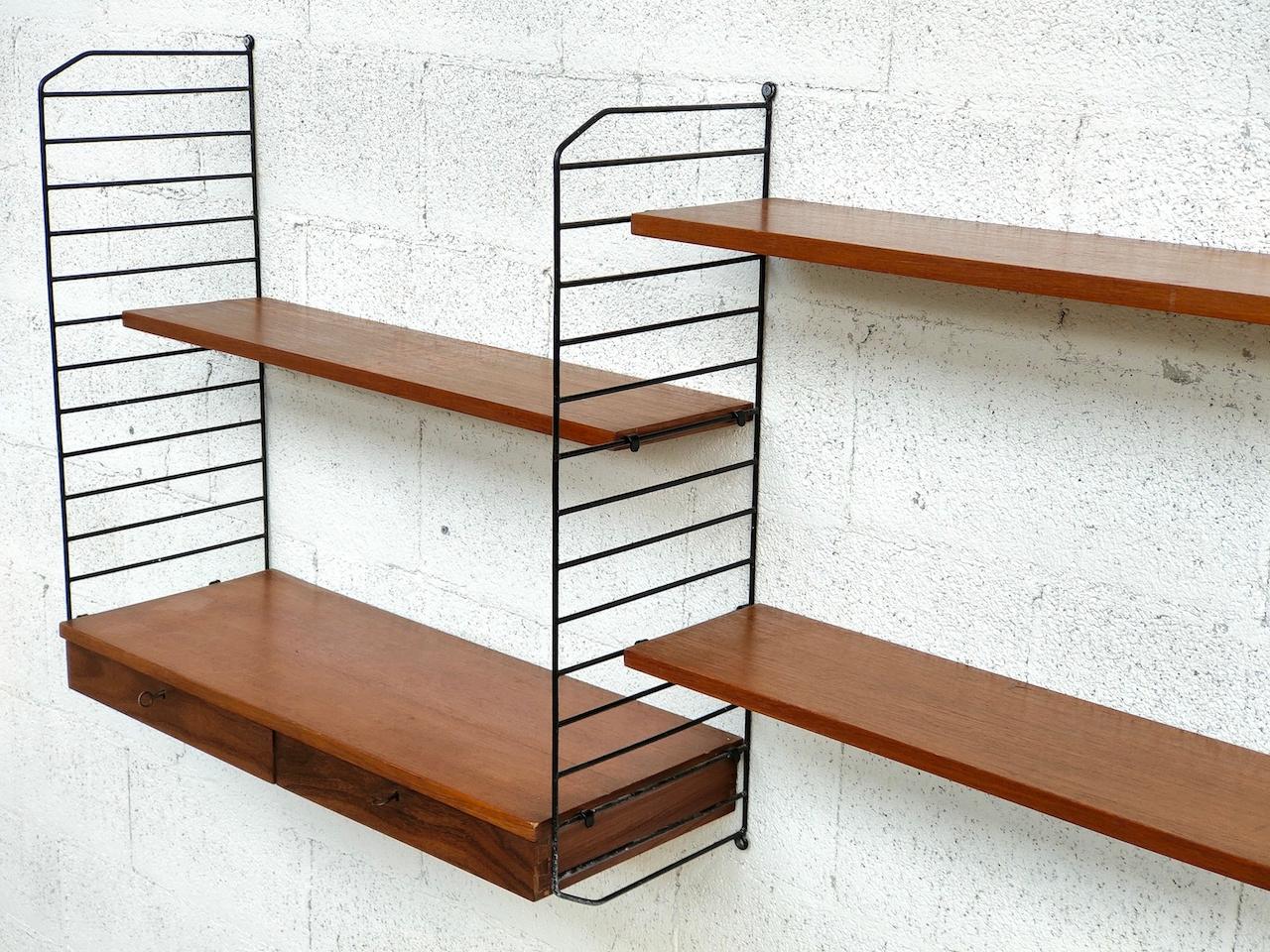 Scandinavian Modern Nordic Scandinavian Style Stripes Bookcase from the 1960s For Sale