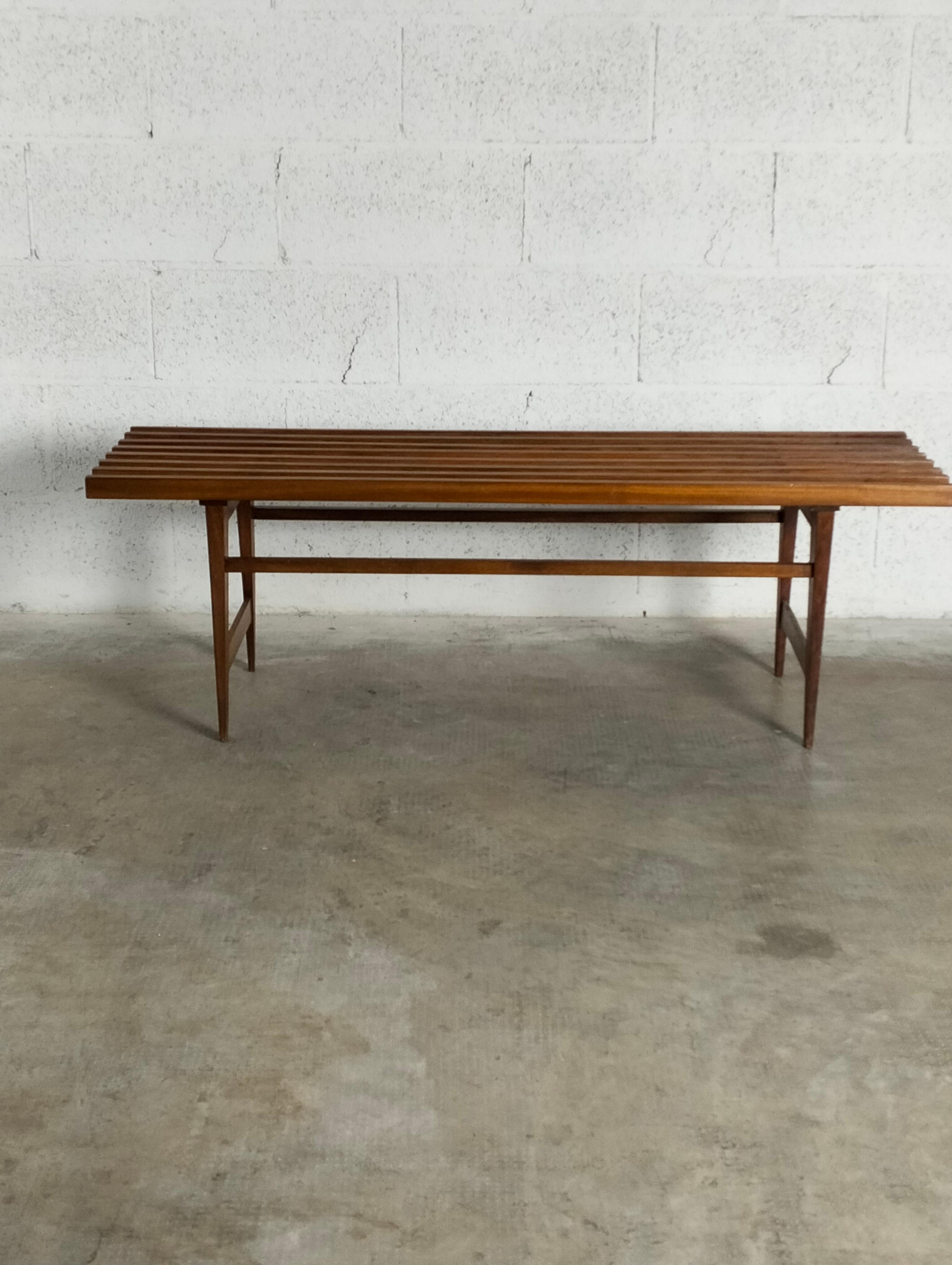 Italian Nordic Scandinavian Style Teak Bench from the 1960s For Sale
