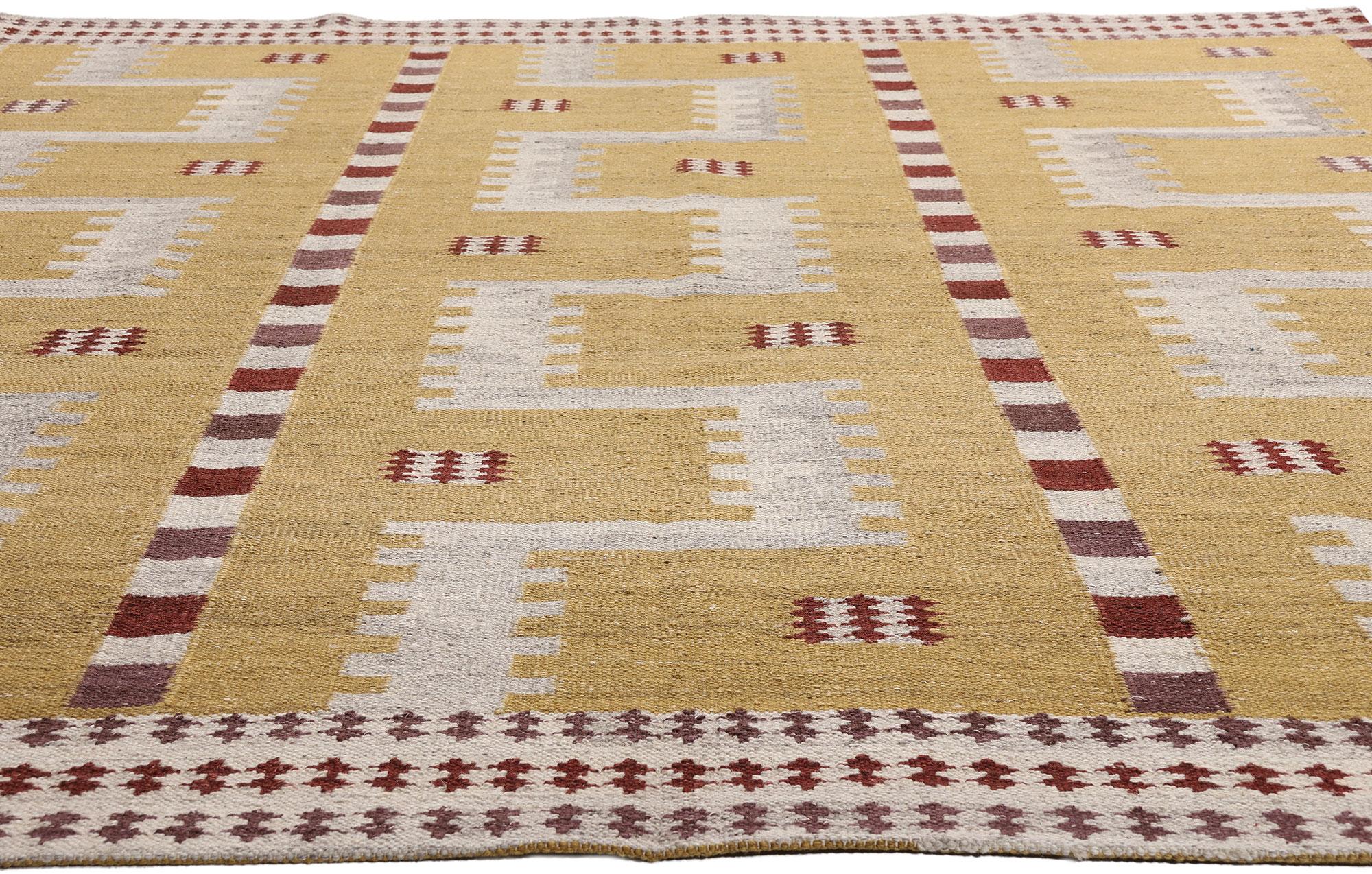 Hand-Woven Nordic Solstice: A Scandinavian Swedish-Style Masterpiece of Gilded Geometry For Sale