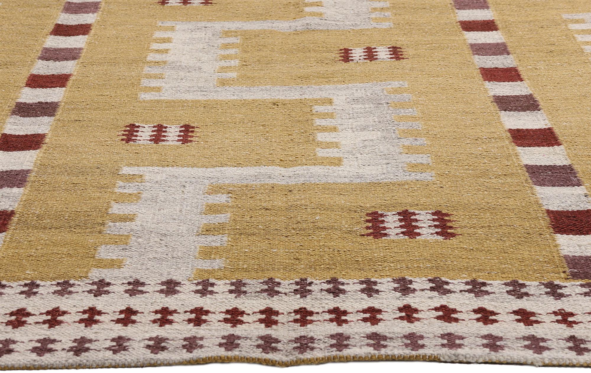 Wool Nordic Solstice: A Scandinavian Swedish-Style Masterpiece of Gilded Geometry For Sale