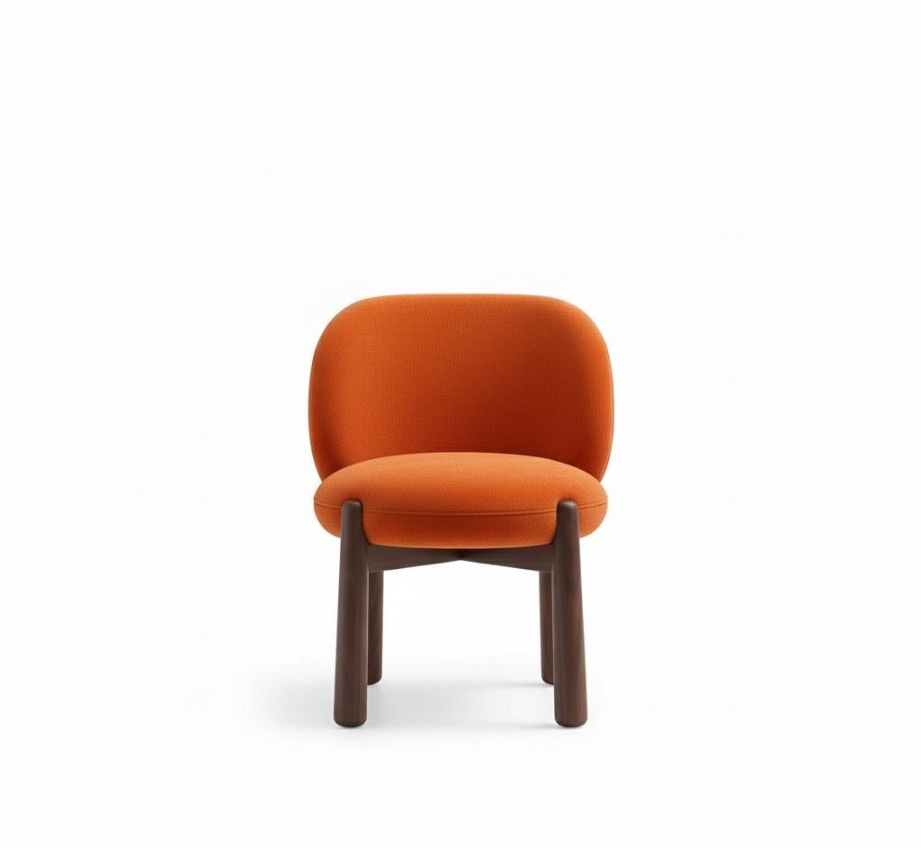 Spanish Nordic Style Dining Chair In Rich Orange Velvet By Gabriel Campello For Sale