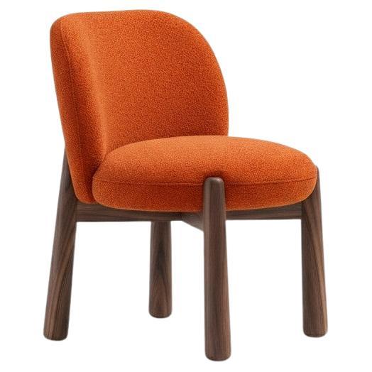 Nordic Style Dining Chair In Rich Orange Velvet By Gabriel Campello For Sale