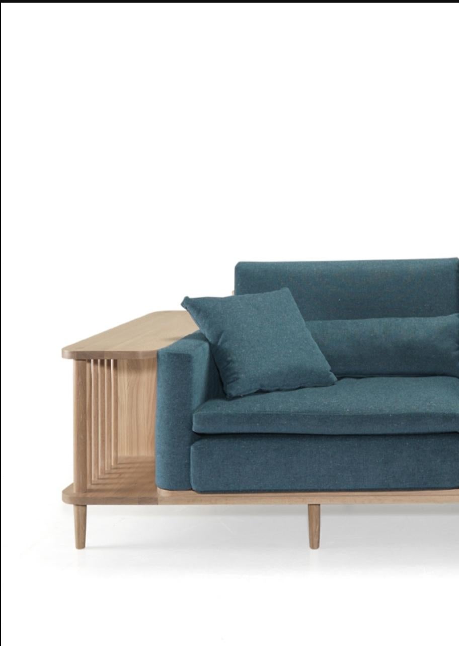 Nordic Style Sofa and Bookshelf Room Divider in Walnut or Oak 9