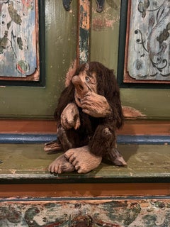 Nordic "Troll Son With Walking Cane" Sculpture - Handcrafted Folk Art, Norway