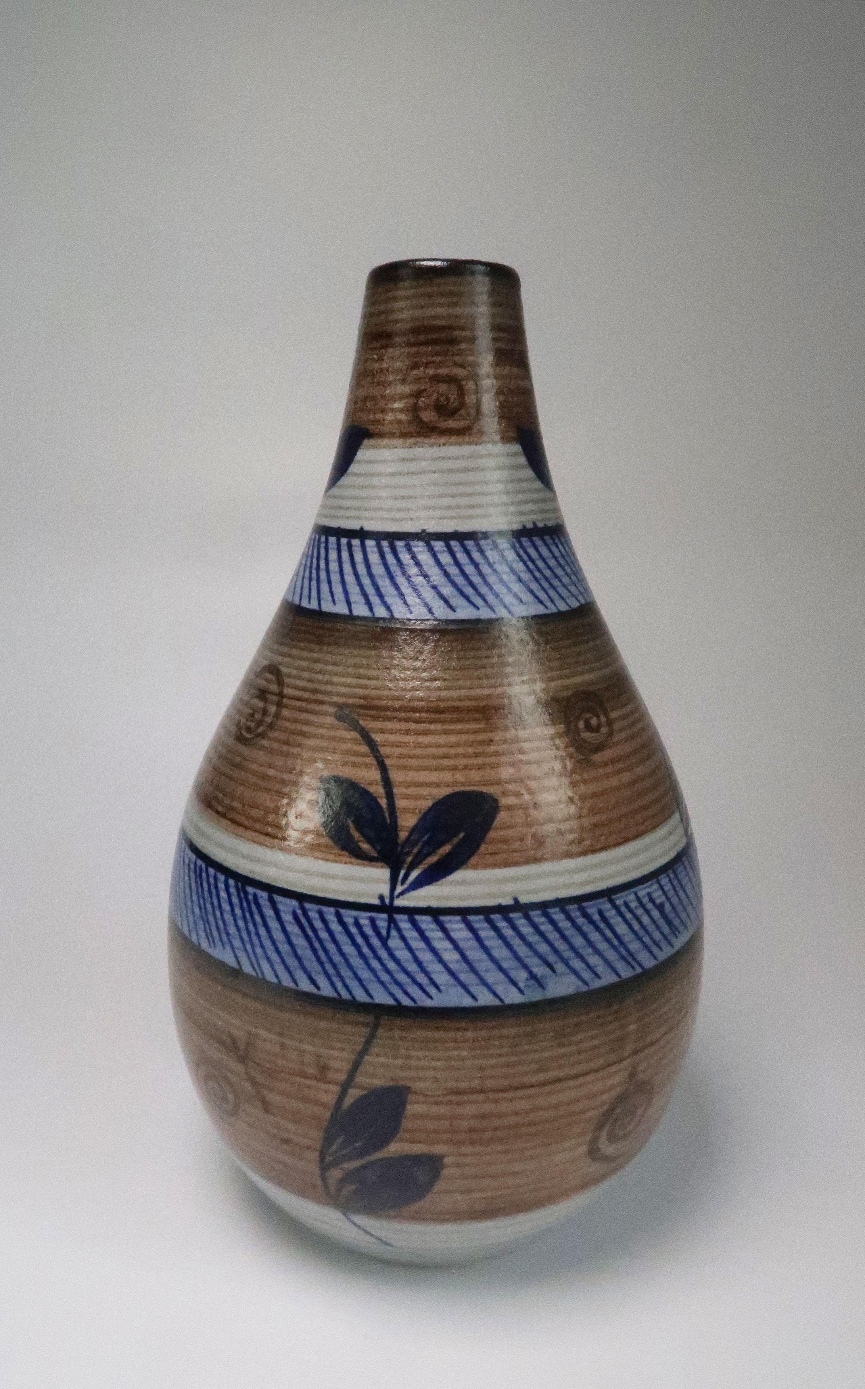 Mid-Century Modern Nordic Vintage Rörstrand Hand Painted Stoneware Vase, 1960s