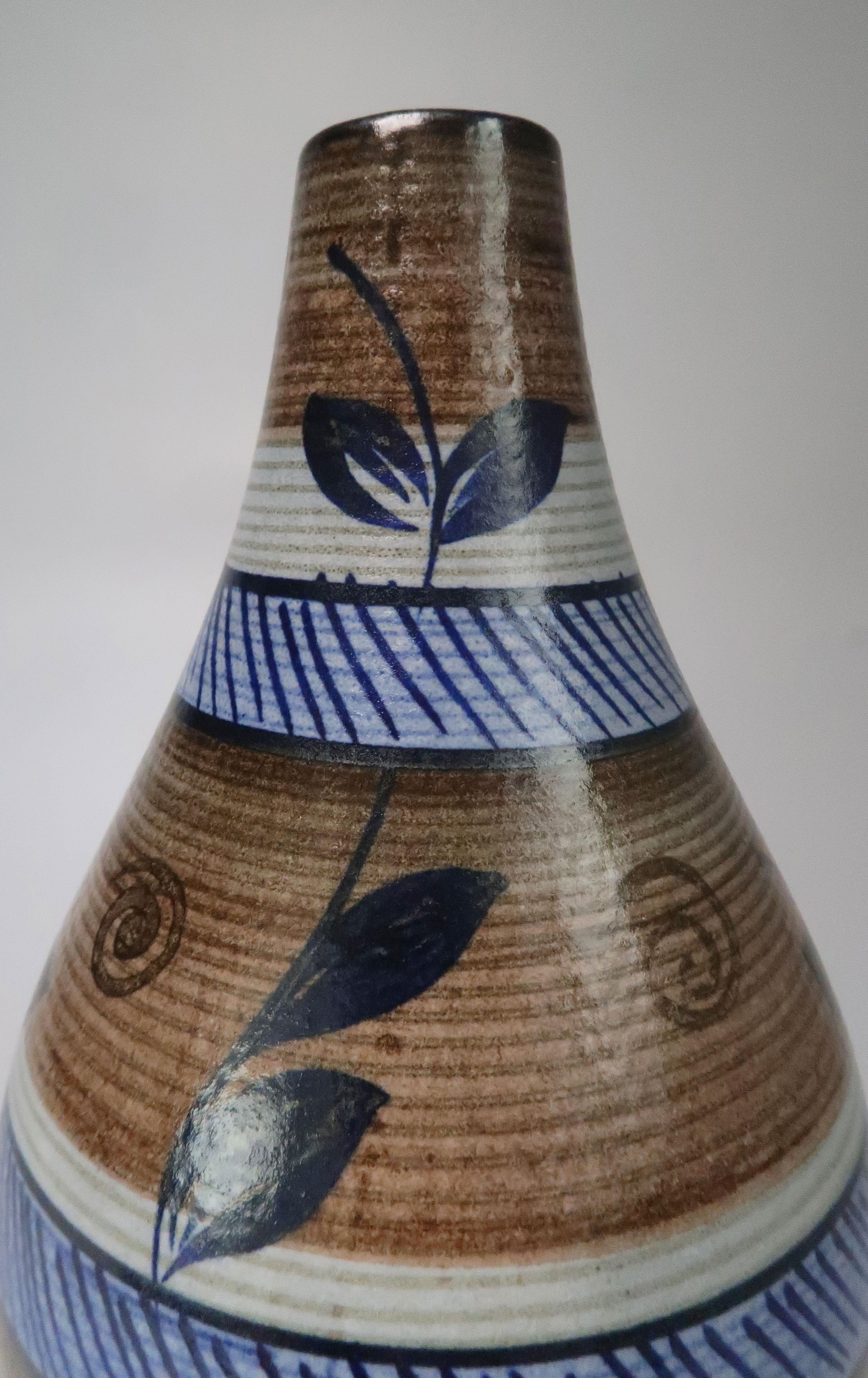 Glazed Nordic Vintage Rörstrand Hand Painted Stoneware Vase, 1960s
