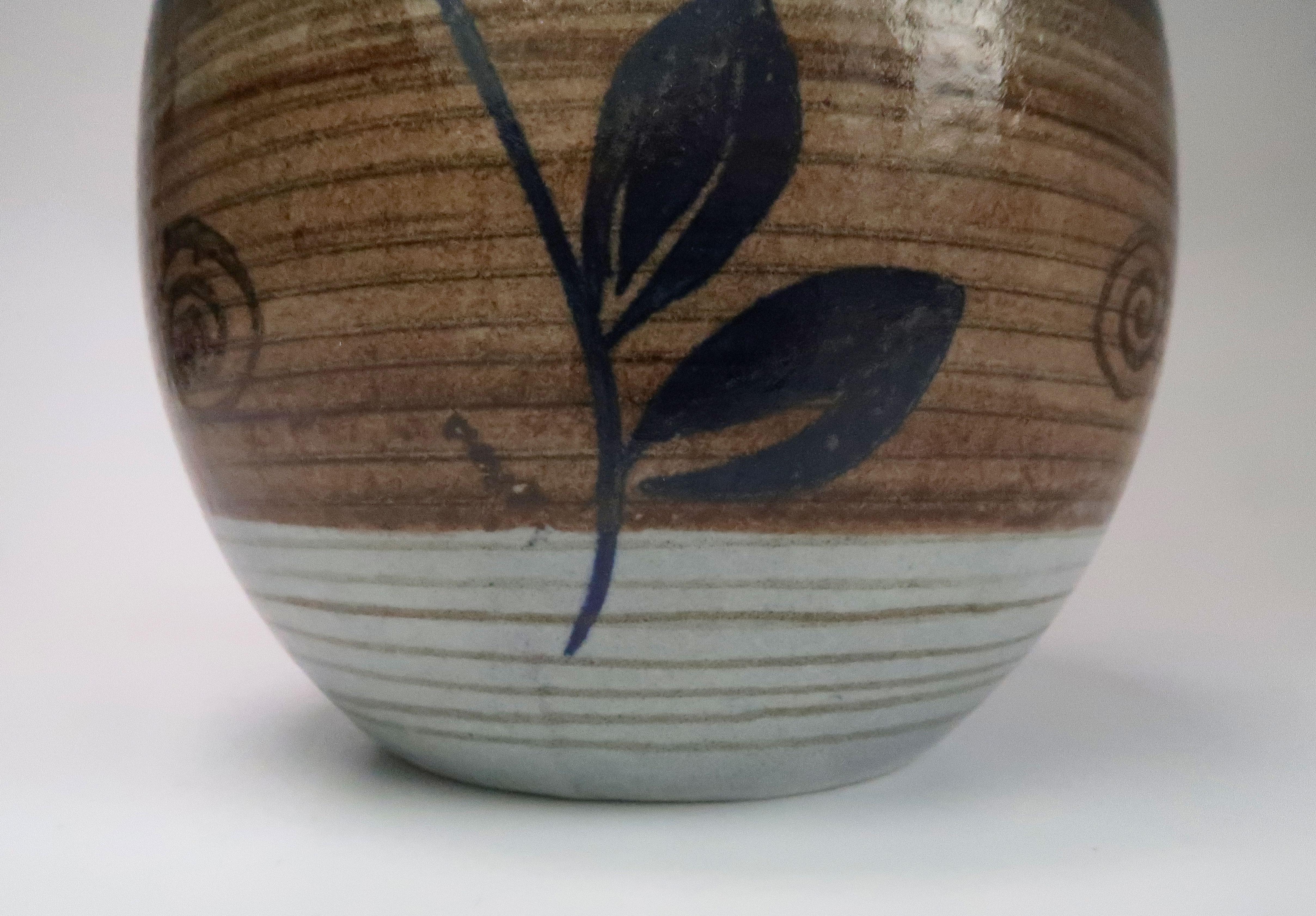 20th Century Nordic Vintage Rörstrand Hand Painted Stoneware Vase, 1960s