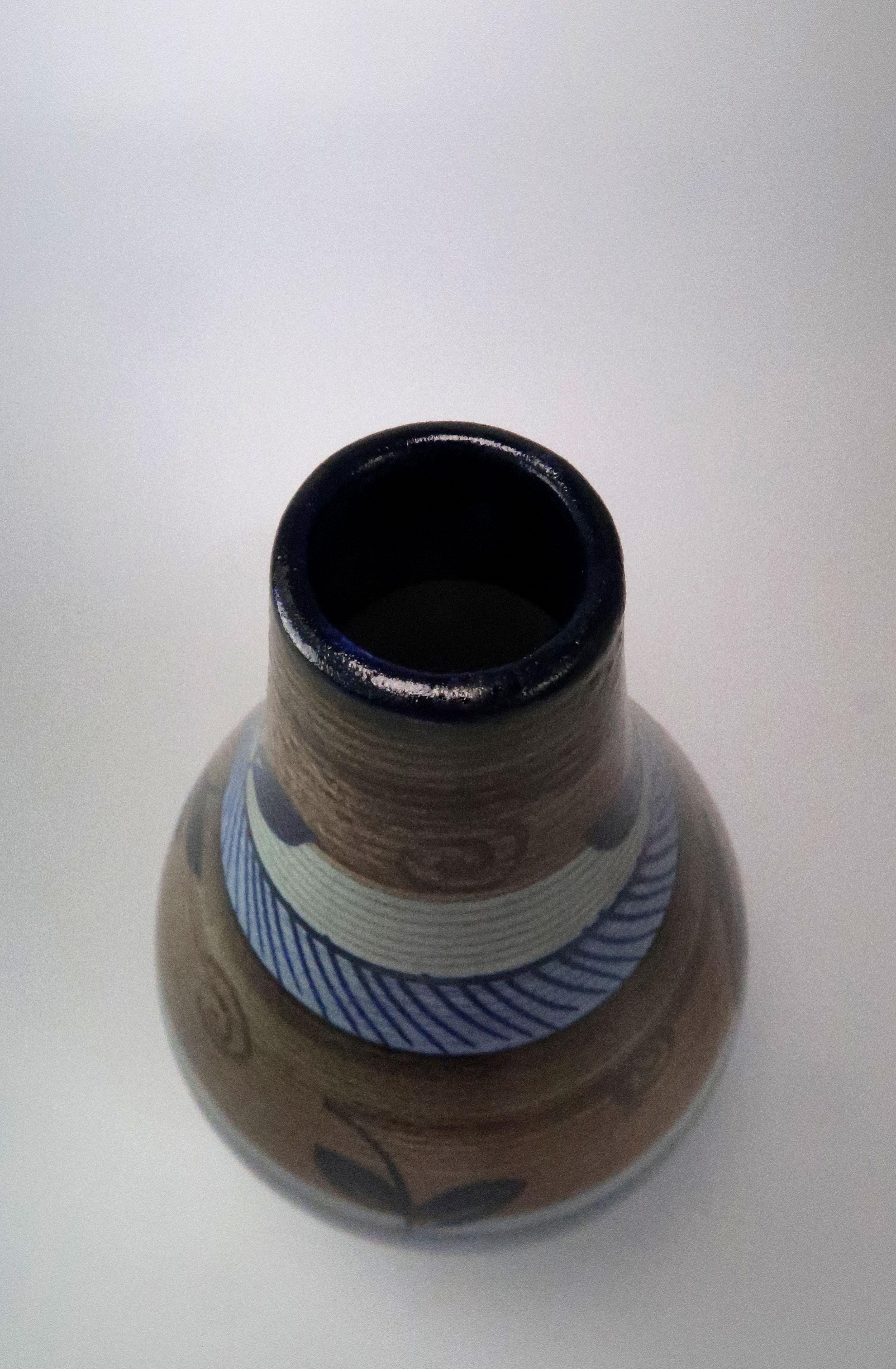 Ceramic Nordic Vintage Rörstrand Hand Painted Stoneware Vase, 1960s