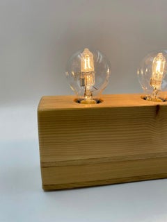 Nordic Wooden Block Table Lamp, 1980s
