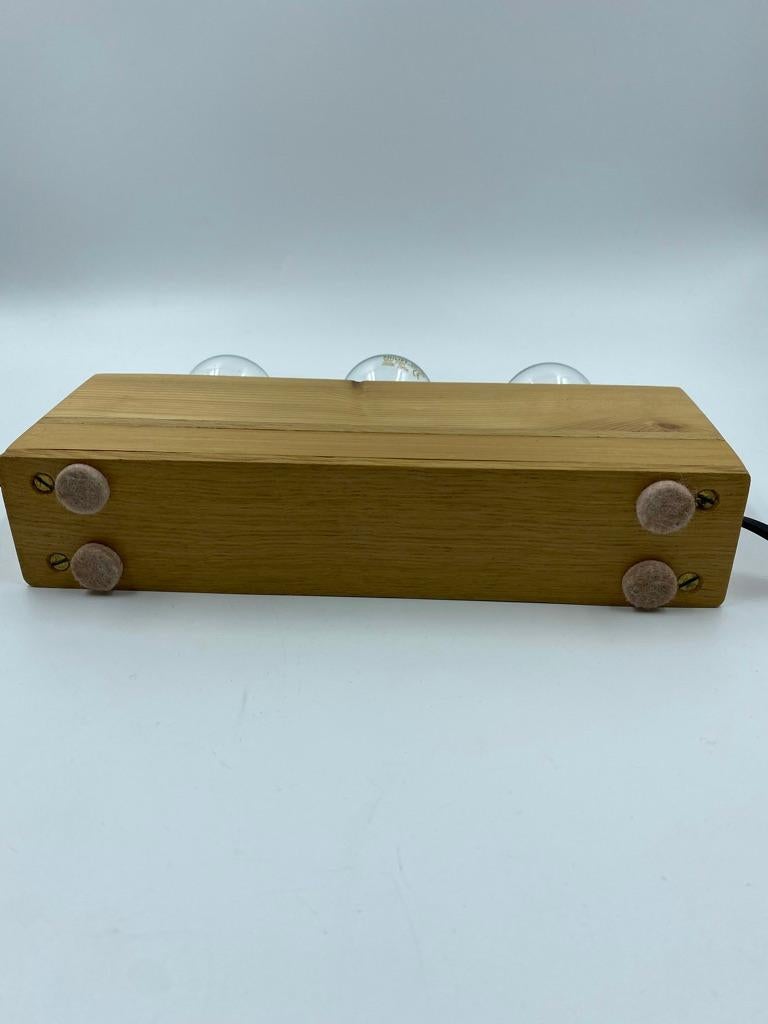 Nordic Wooden Block Table Lamp, 1980s For Sale 1