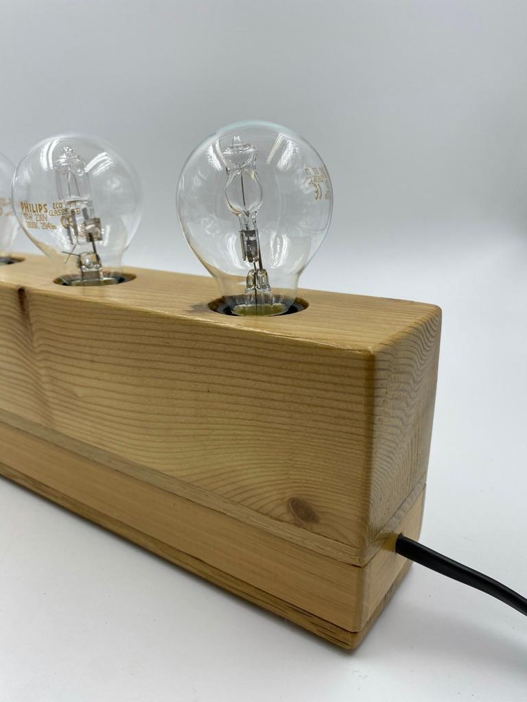 Nordic Wooden Block Table Lamp, 1980s For Sale 2