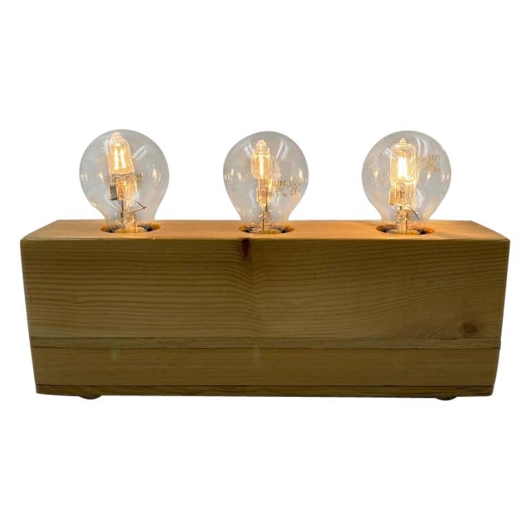 Nordic Wooden Block Table Lamp, 1980s For Sale at 1stDibs
