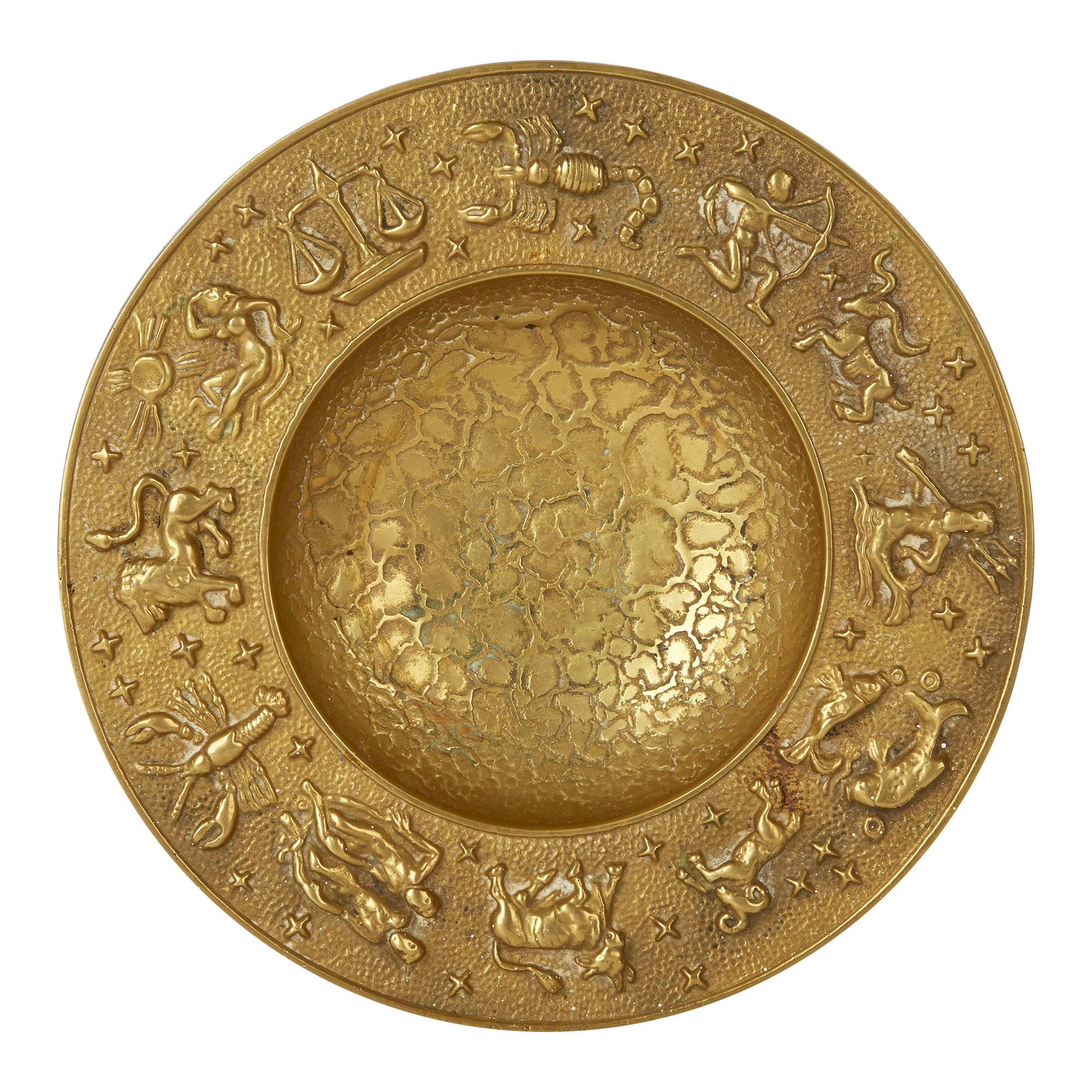 Nordisk Malm Danish Bronze Zodiac Bowl, 1940s