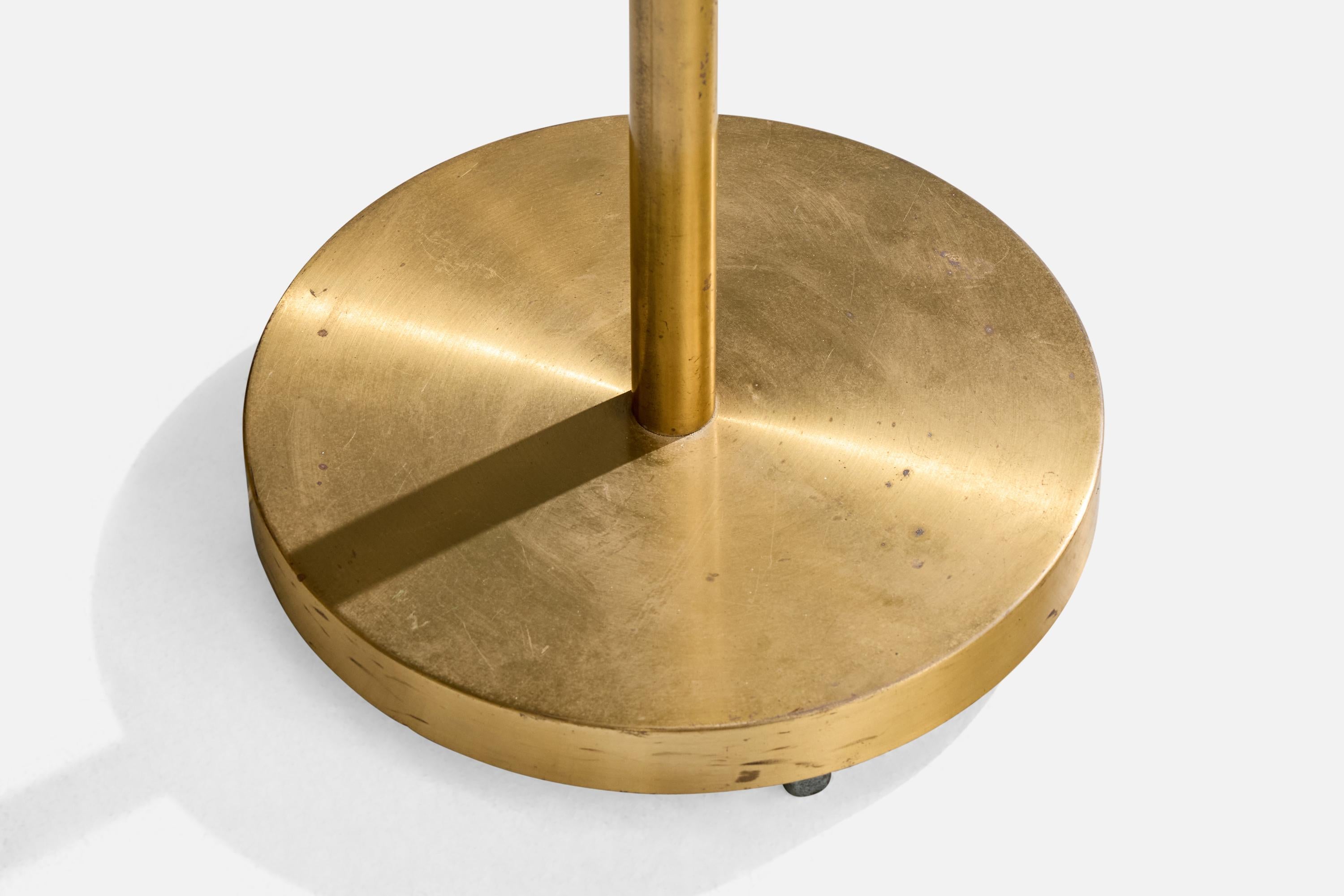 Nordiska Kompaniet, lampadaire réglable, laiton, tissu, Suède, années 1940 en vente 2