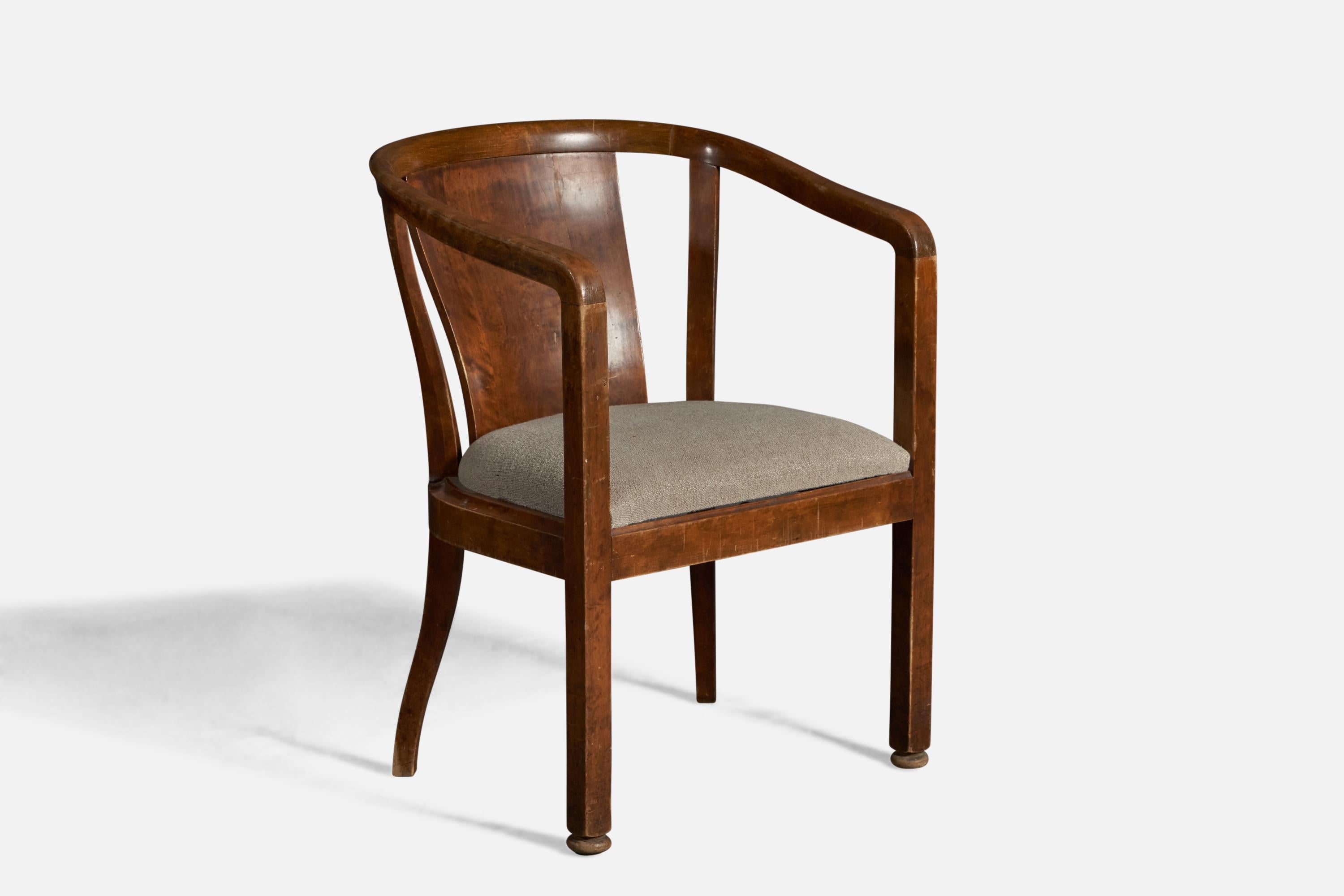 Swedish Nordiska Kompaniet, Arm Chairs, Birch, Fabric, Sweden, 1919 For Sale