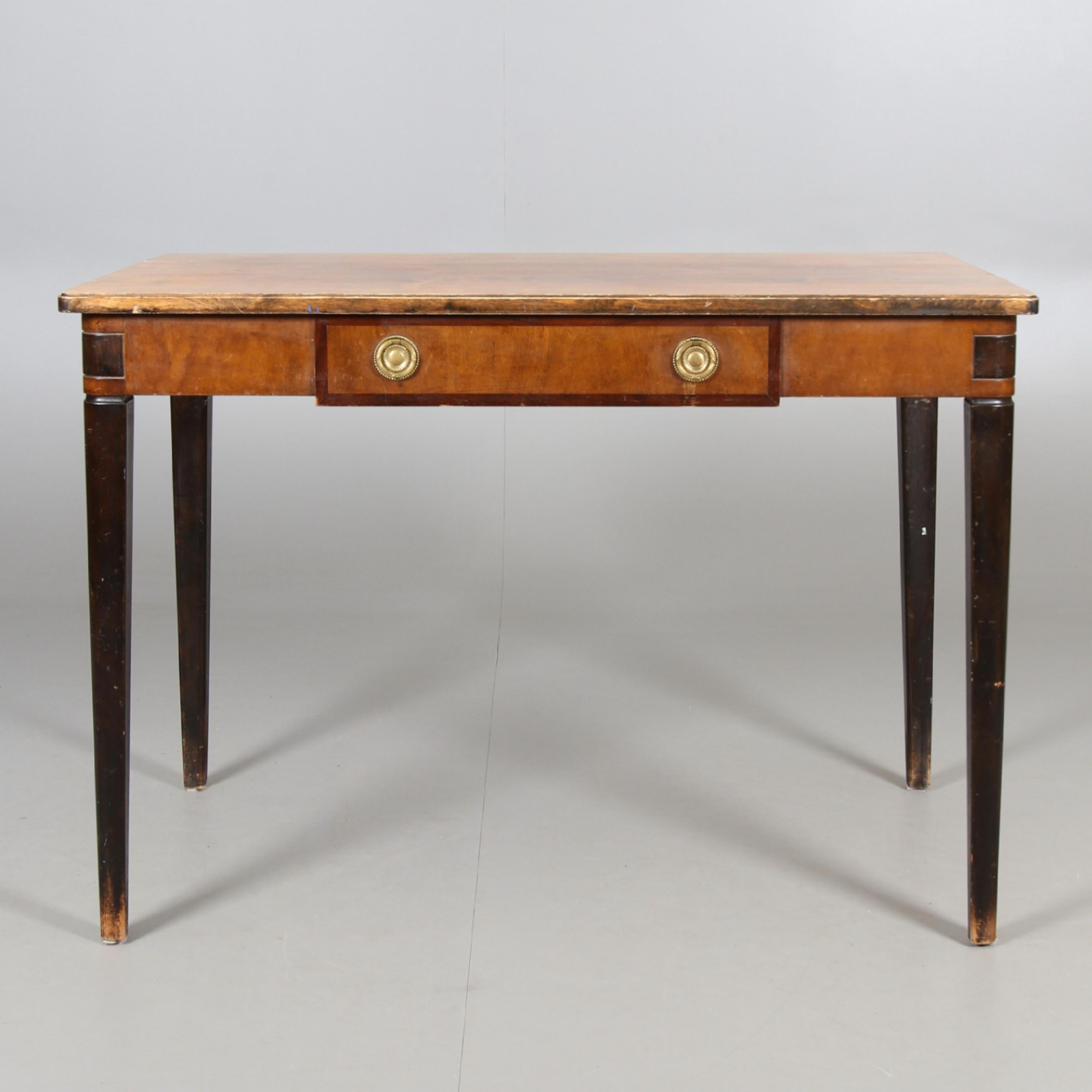Desk in beech from Hotel Knaust by Nordiska Kompaniet / NK, Sweden 1931.

With brass details and signed with NK badge and tracking number (easy to see who ordered the furniture and when through NK-liggaren at Nordiska Museet (museum Nordic culture