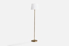 Nordiska Kompaniet, Floor Lamp, Brass, Fabric, Sweden, 1940s