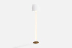Nordiska Kompaniet, Floor Lamp, Brass, Fabric, Sweden, 1940s