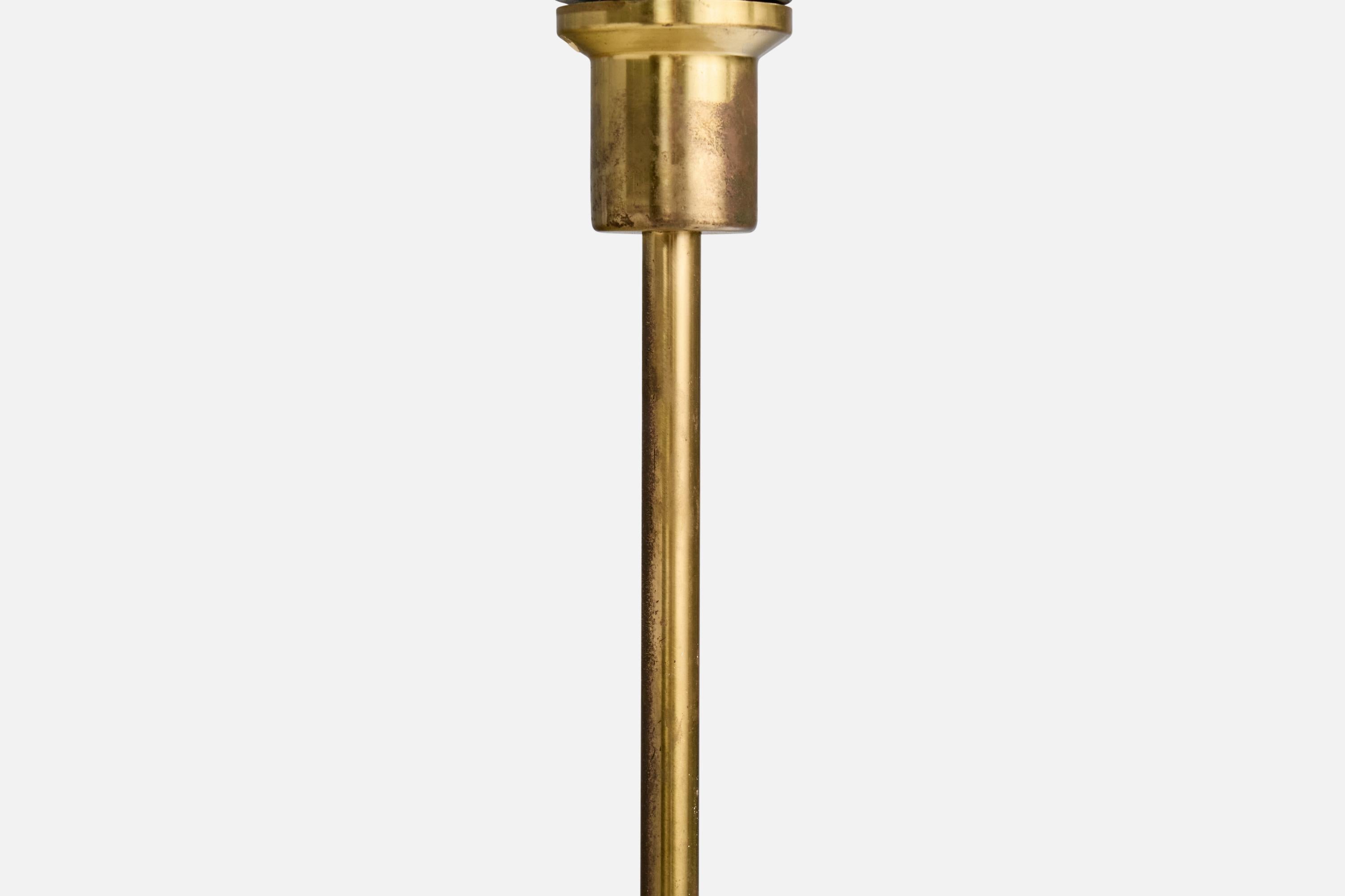 Nordiska Kompaniet, Stehlampe, Messing, Stoff, Schweden, 1940er Jahre (Schwedisch) im Angebot
