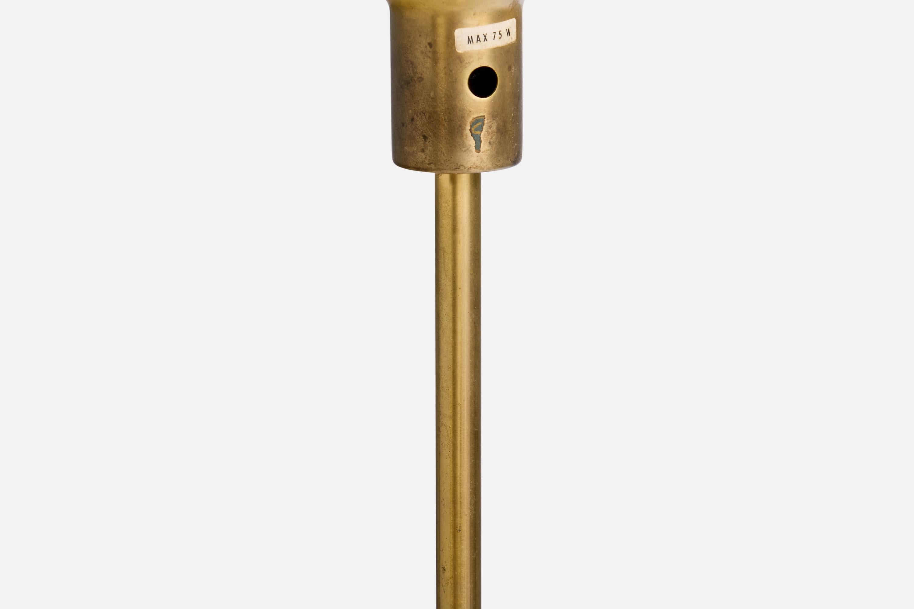 Nordiska Kompaniet, Stehlampe, Messing, Stoff, Schweden, 1940er Jahre (Schwedisch) im Angebot