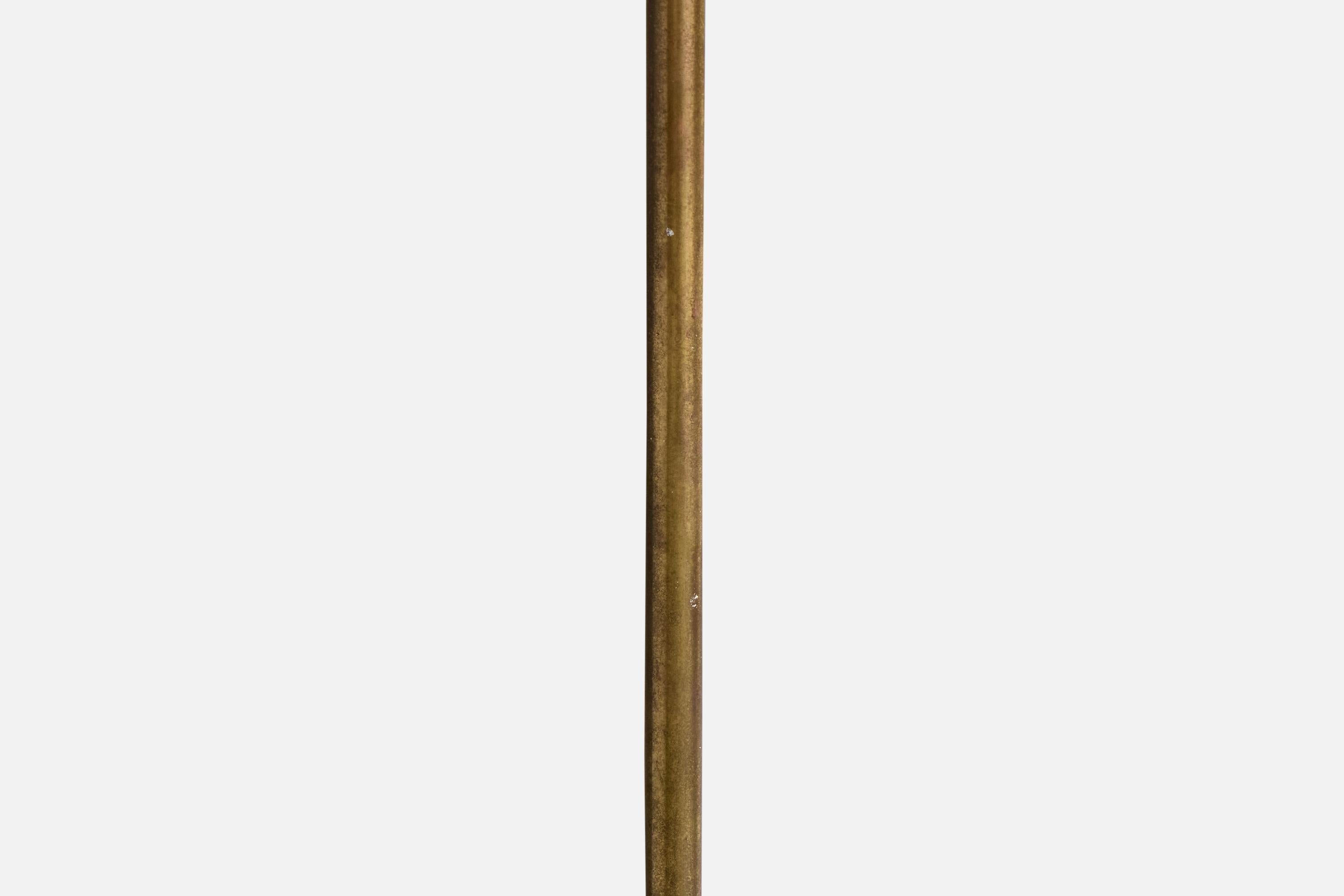 Nordiska Kompaniet, Stehlampe, Messing, Stoff, Schweden, 1940er Jahre im Zustand „Gut“ im Angebot in High Point, NC